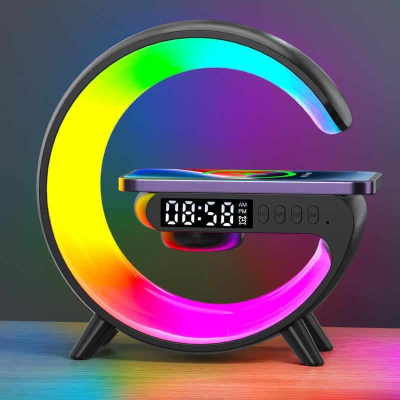 4-in-1 Smart Light & Wireless Charger: RGB Night Light, Alarm Clock, and Music Player for Your Bedroom
