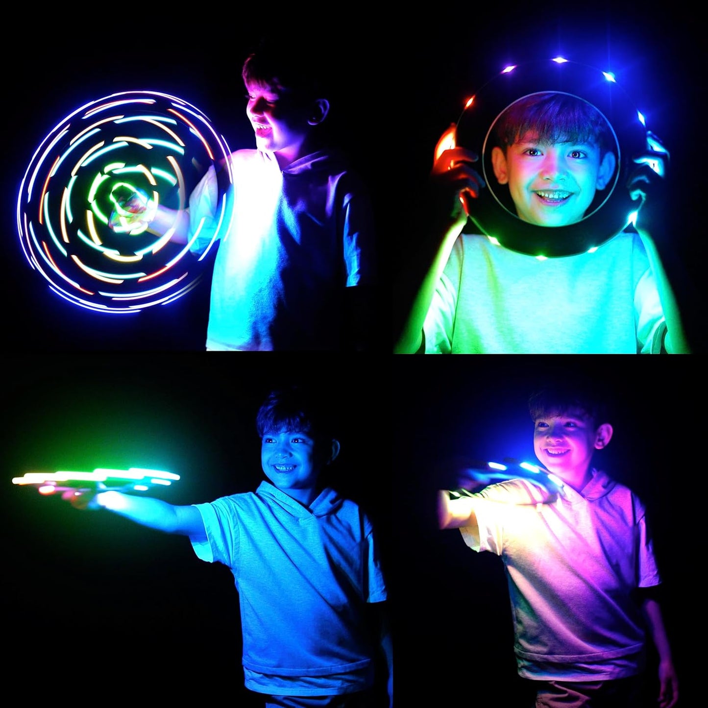 Flying Ring - 16 Million Color RGB or 12 Leds, Super Bright, Lost Mode, Auto Light Up, 4Th of July Camping Essentials for Kids/Teens/Boy/Girl, Safe, Waterproof, Pool/Beach Games, Lightweight Toy
