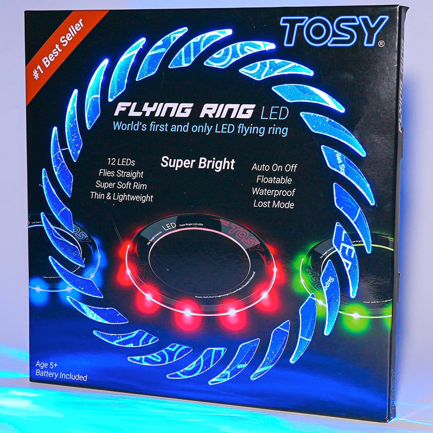Flying Ring - 16 Million Color RGB or 12 Leds, Super Bright, Lost Mode, Auto Light Up, 4Th of July Camping Essentials for Kids/Teens/Boy/Girl, Safe, Waterproof, Pool/Beach Games, Lightweight Toy