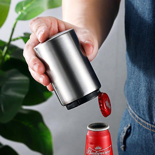Premium Magnetic Beer Bottle Opener - Automatic Stainless Steel Push-Down Design, Effortless Cap Removal for Home, Bar, and Party Use - Perfect Gift for Birthdays and Special Occasions