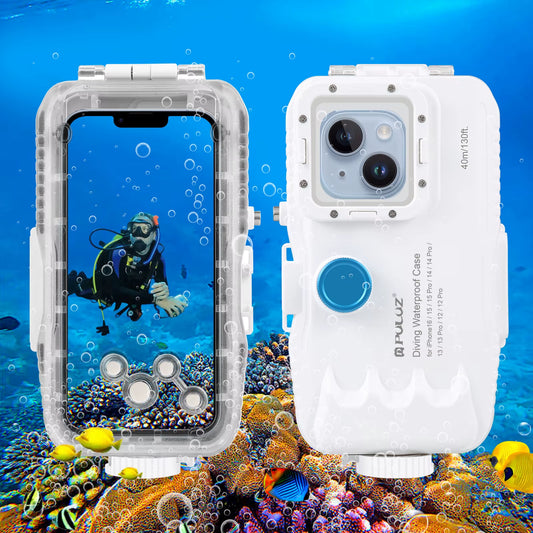 40M/130Ft Waterproof Diving Case for iPhone 11 to 16 Pro Max with One-Way Valve Underwater Housing Cover