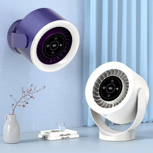 Adjustable Desktop Fan with LED Light and USB Rechargeable Wall Mount for Enhanced Air Circulation