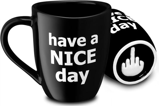 Funny Coffee Mug, Gag White Elephant Gifts for Adults and Coworkers - Perfect for Bachelorette Parties, Christmas, and Novelty Gifts, 14 Ounce (Black)