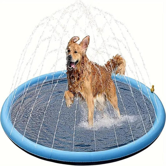 39" Portable Dog Splash Pad - Ultimate Outdoor Bath & Play Toy with Fun Sprinkler Fountain - Durable PVC for All Breeds - Summer Fun for Your Furry Friend!